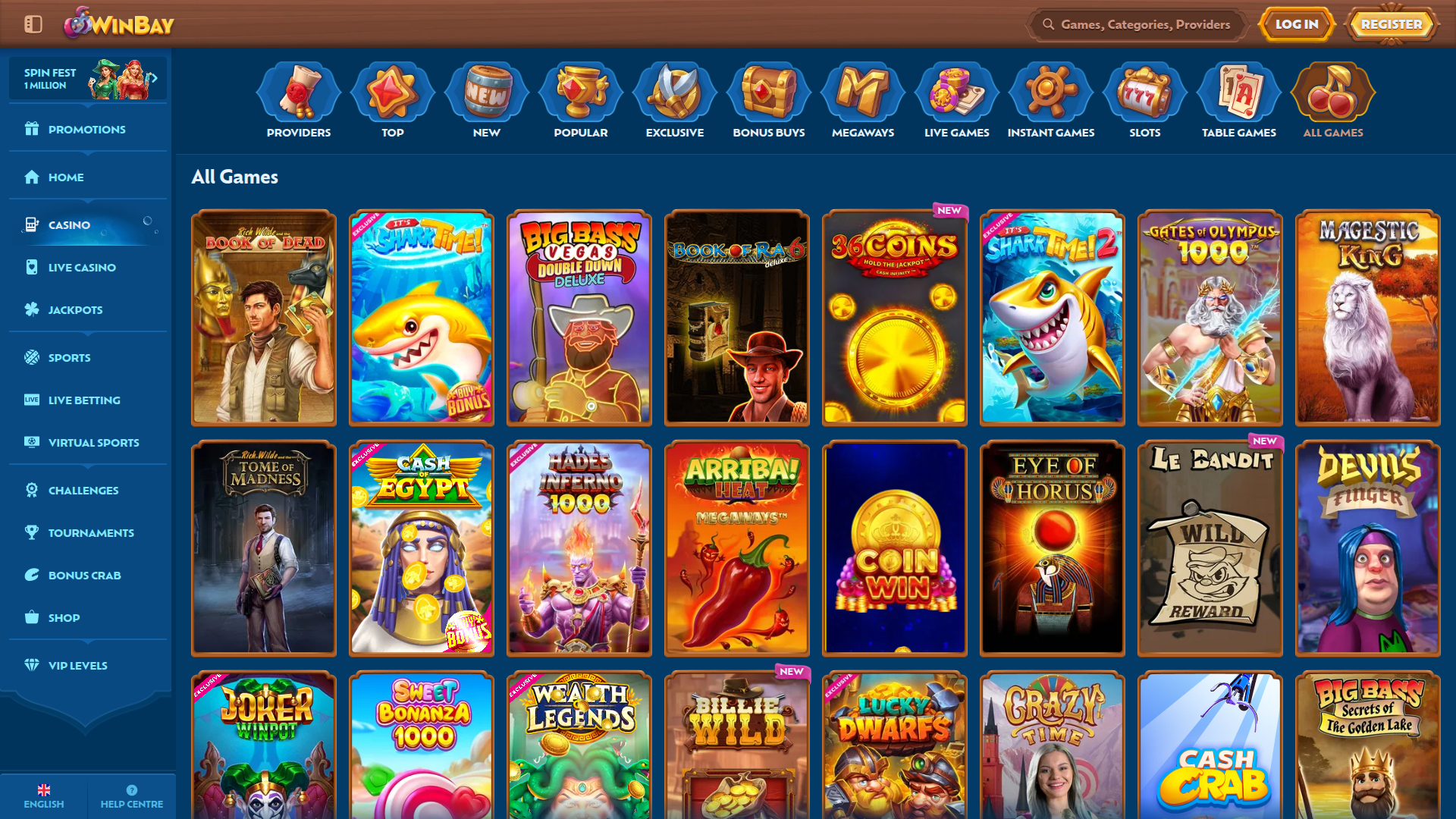 Jeux sur ordinateur de WinBay Casino