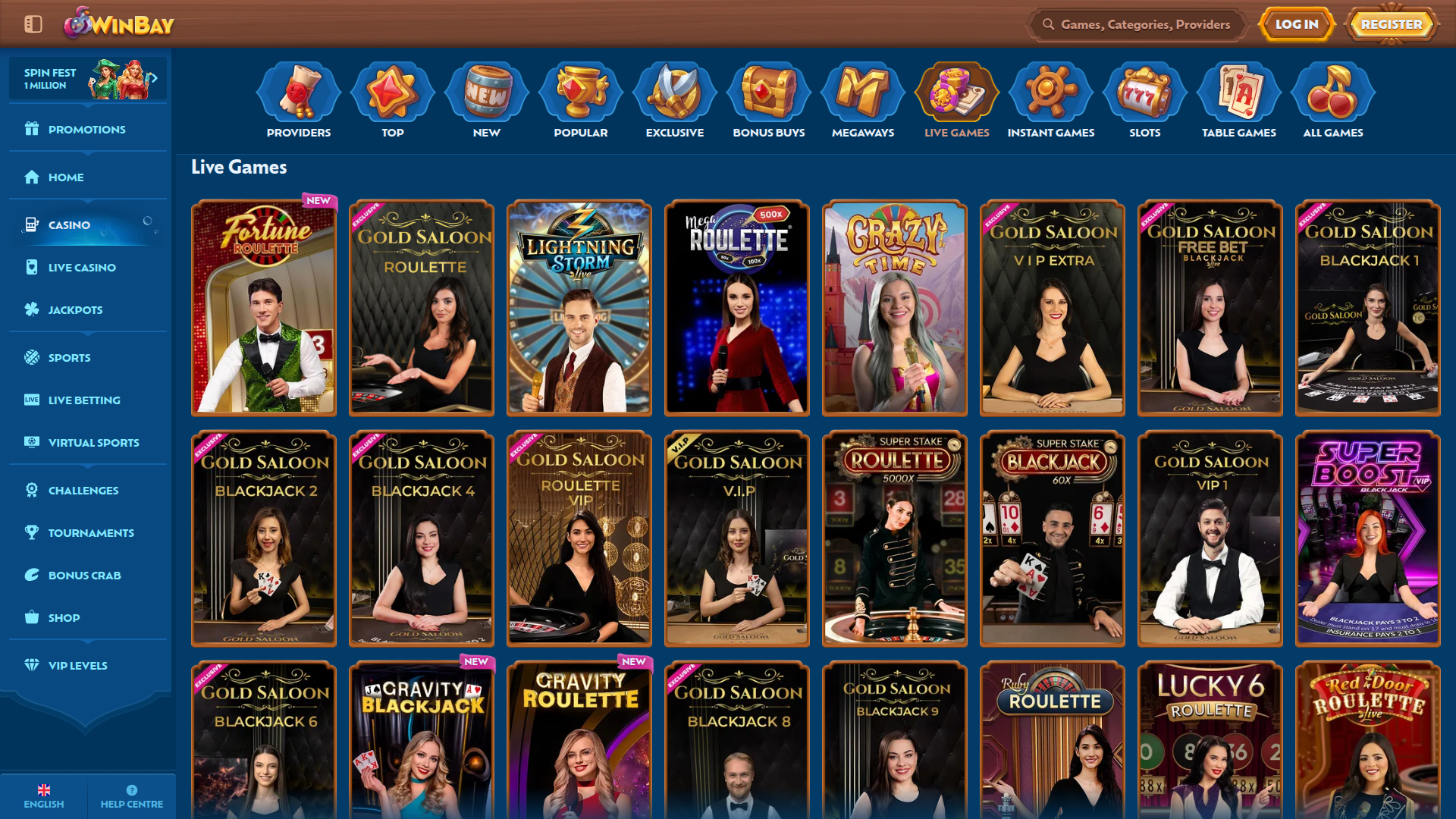 Croupier en direct sur ordinateur de WinBay Casino