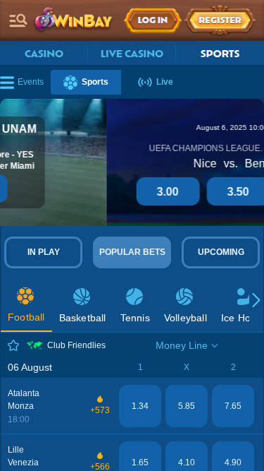 Sports mobiles de WinBay Casino