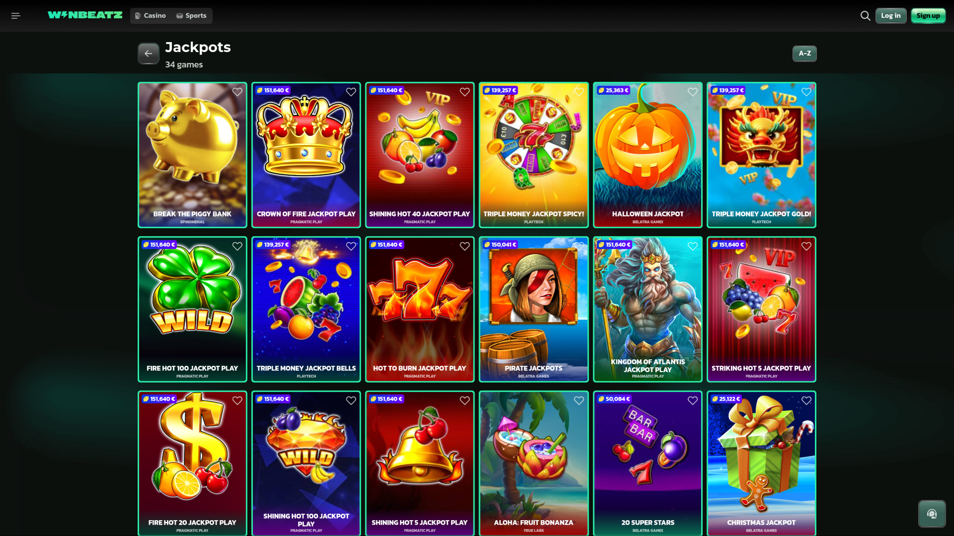 WinBeatz Casino Desktop Jackpot
