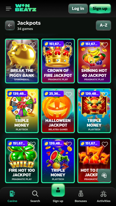 Winbeatz Casino Mobile Jackpot
