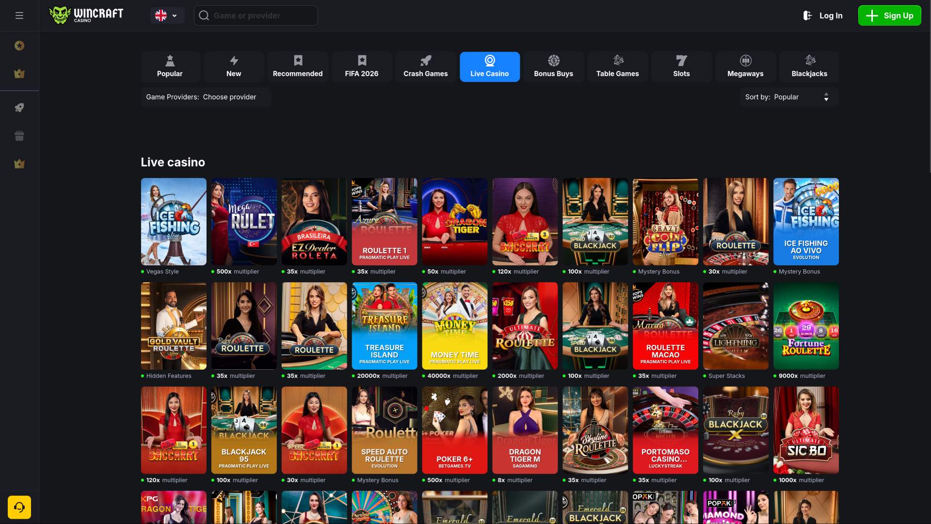 WinCraft Casino Desktop Live Dealer