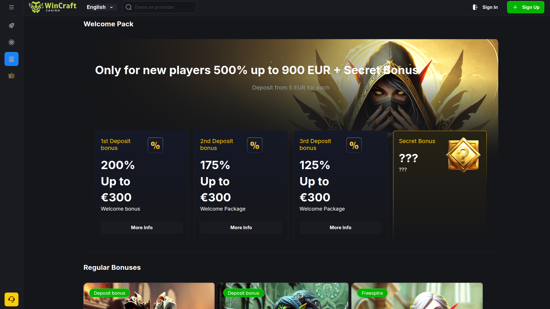 Promociones de escritorio de WinCraft Casino