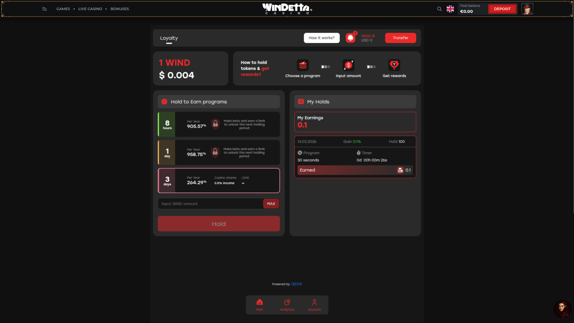 Jetons de bureau du casino Windetta