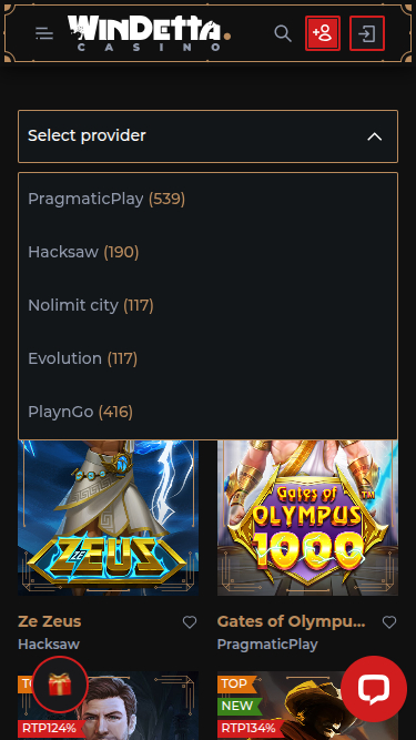 Sviluppatori di giochi mobile di Windetta Casino