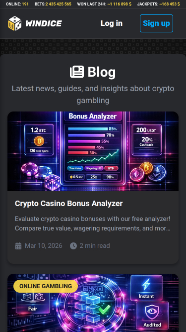 Blog di WinDice Casino per dispositivi mobili