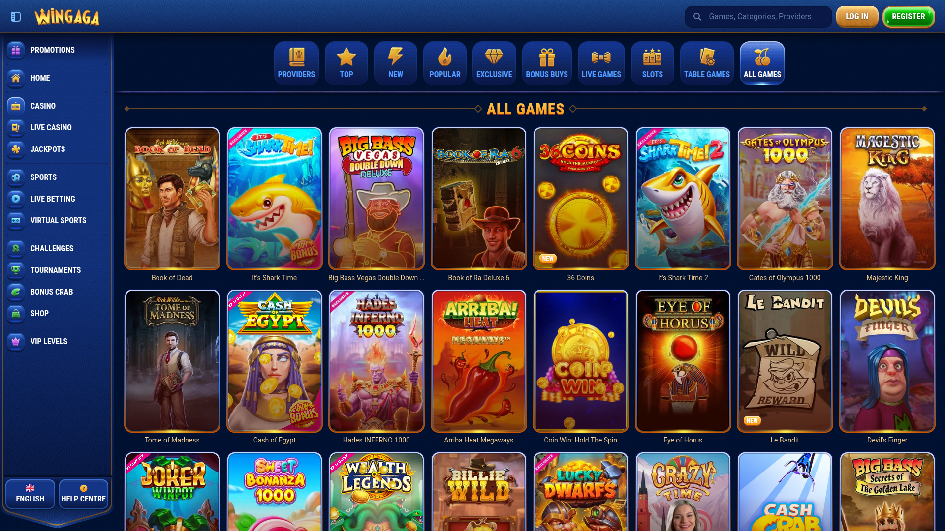 Jeux de bureau de WinGaga Casino