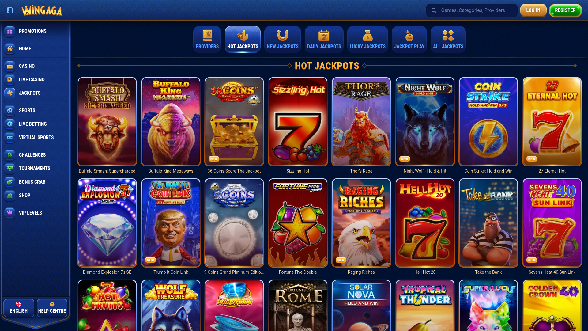 Jackpot de bureau de WinGaga Casino