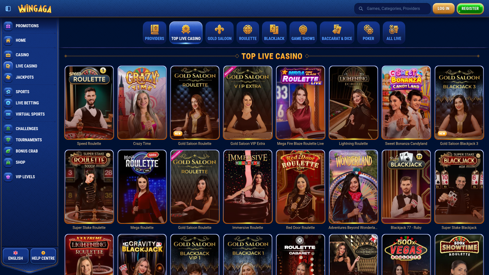 Croupier en direct sur ordinateur de WinGaga Casino