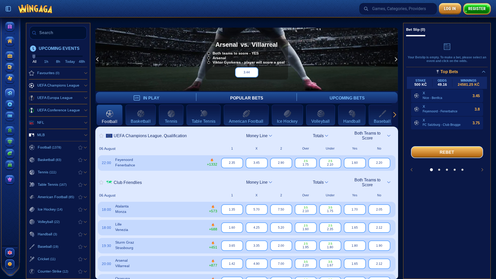 Sports de bureau de WinGaga Casino