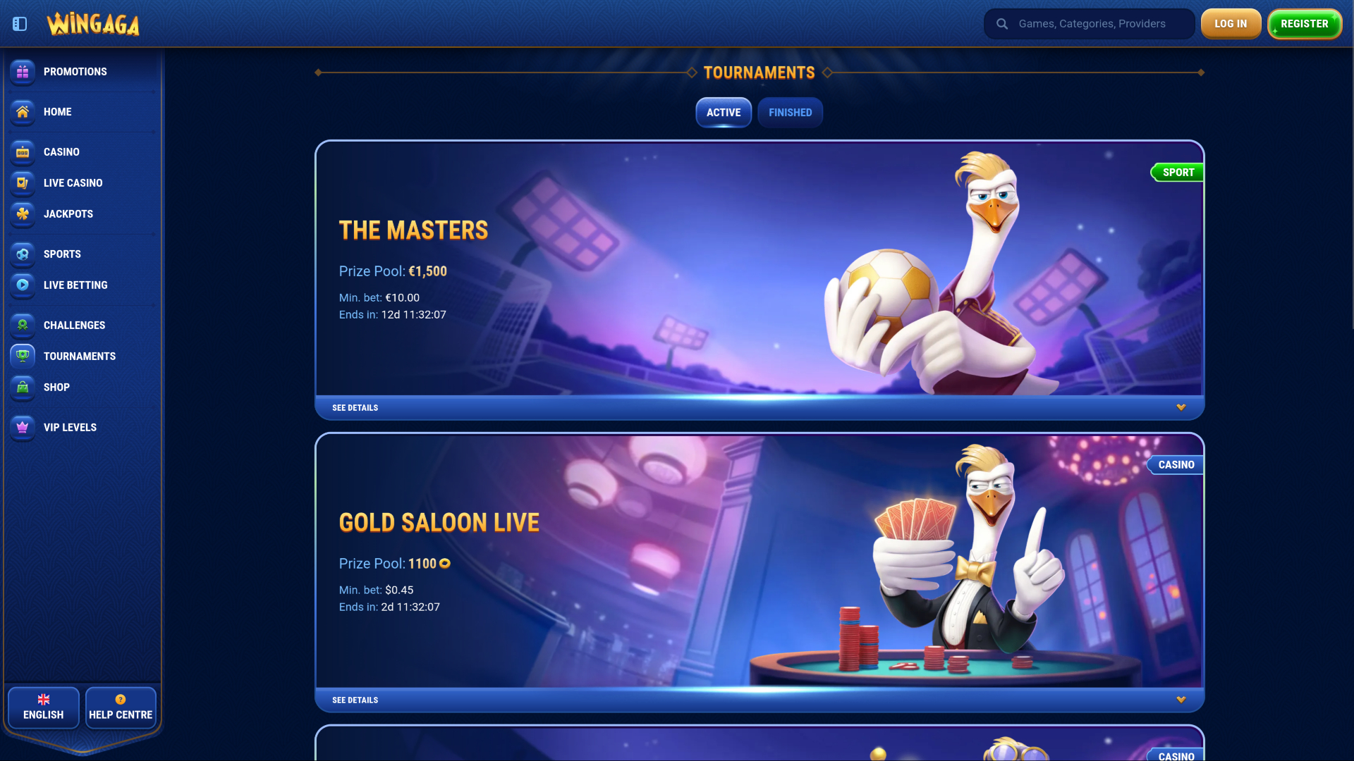 WinGaga Casino Desktop-Turniere