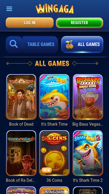 Jeux mobiles de WinGaga Casino