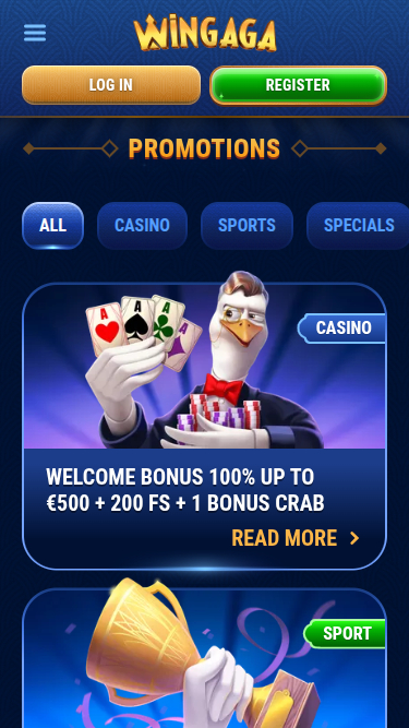 Promotions mobiles de WinGaga Casino