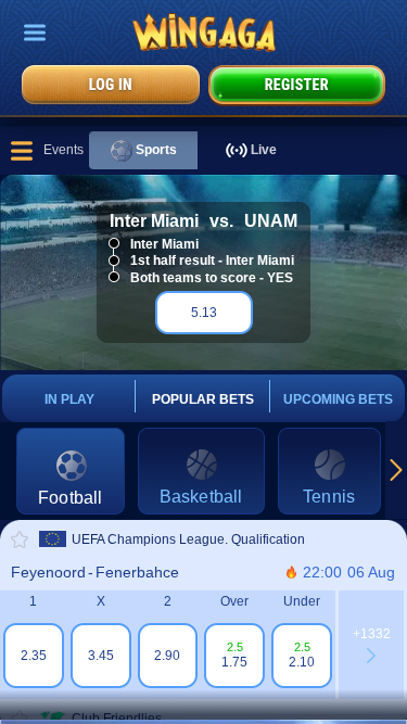 Sports mobiles de WinGaga Casino