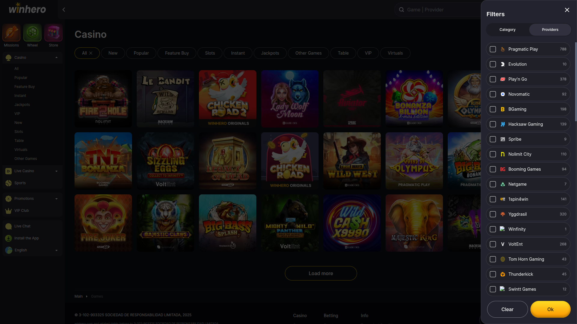 Développeurs de jeux de bureau de WinHero Casino