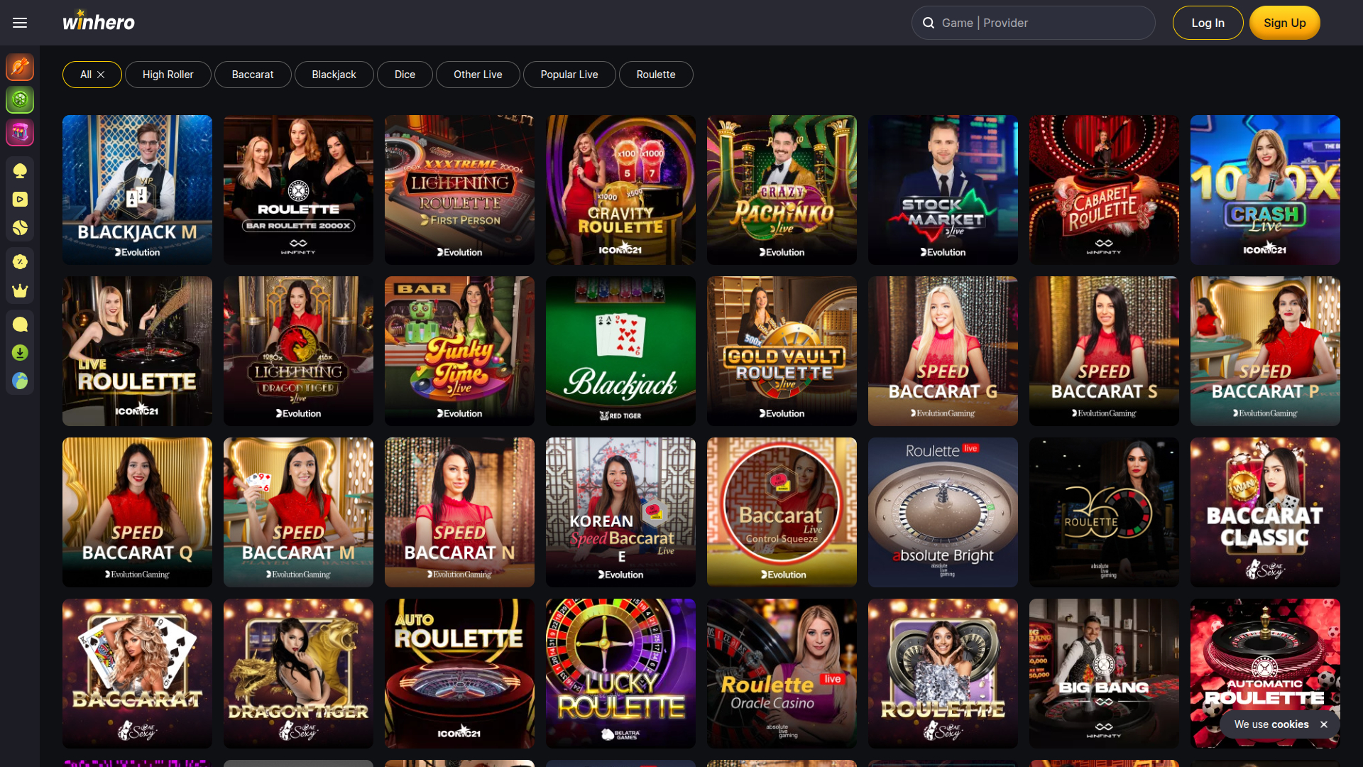 Croupier en direct sur ordinateur de WinHero Casino