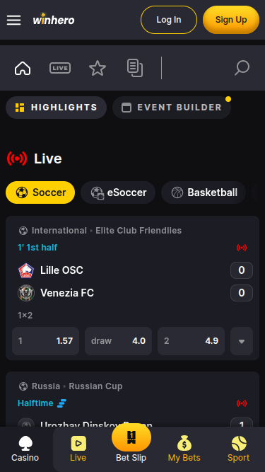 Sports mobiles de WinHero Casino