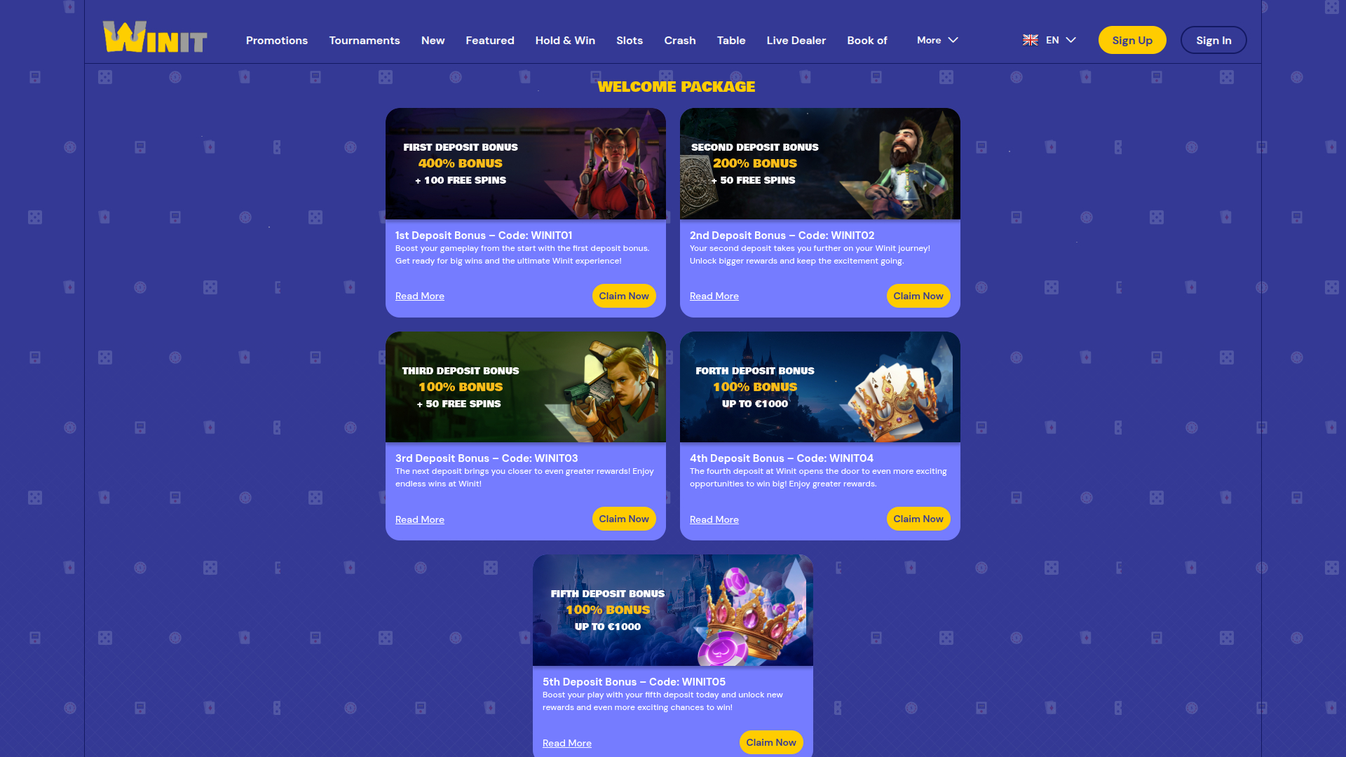 Promotions de bureau de Winit Casino