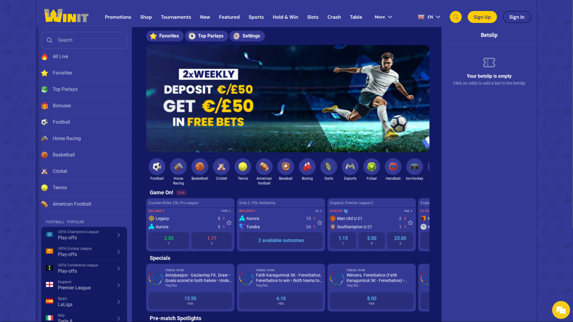 Winit Casino Desktop Scommesse sportive