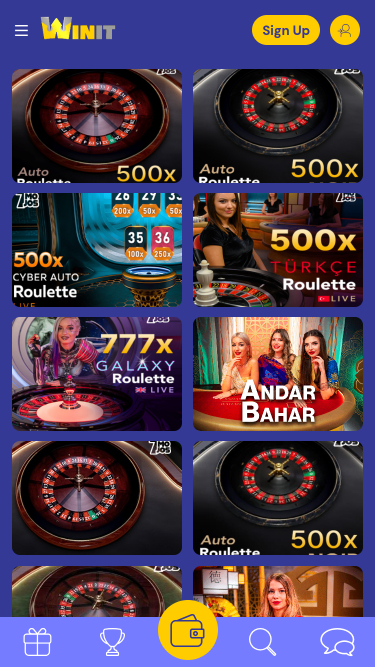 Croupier en direct mobile de Winit Casino