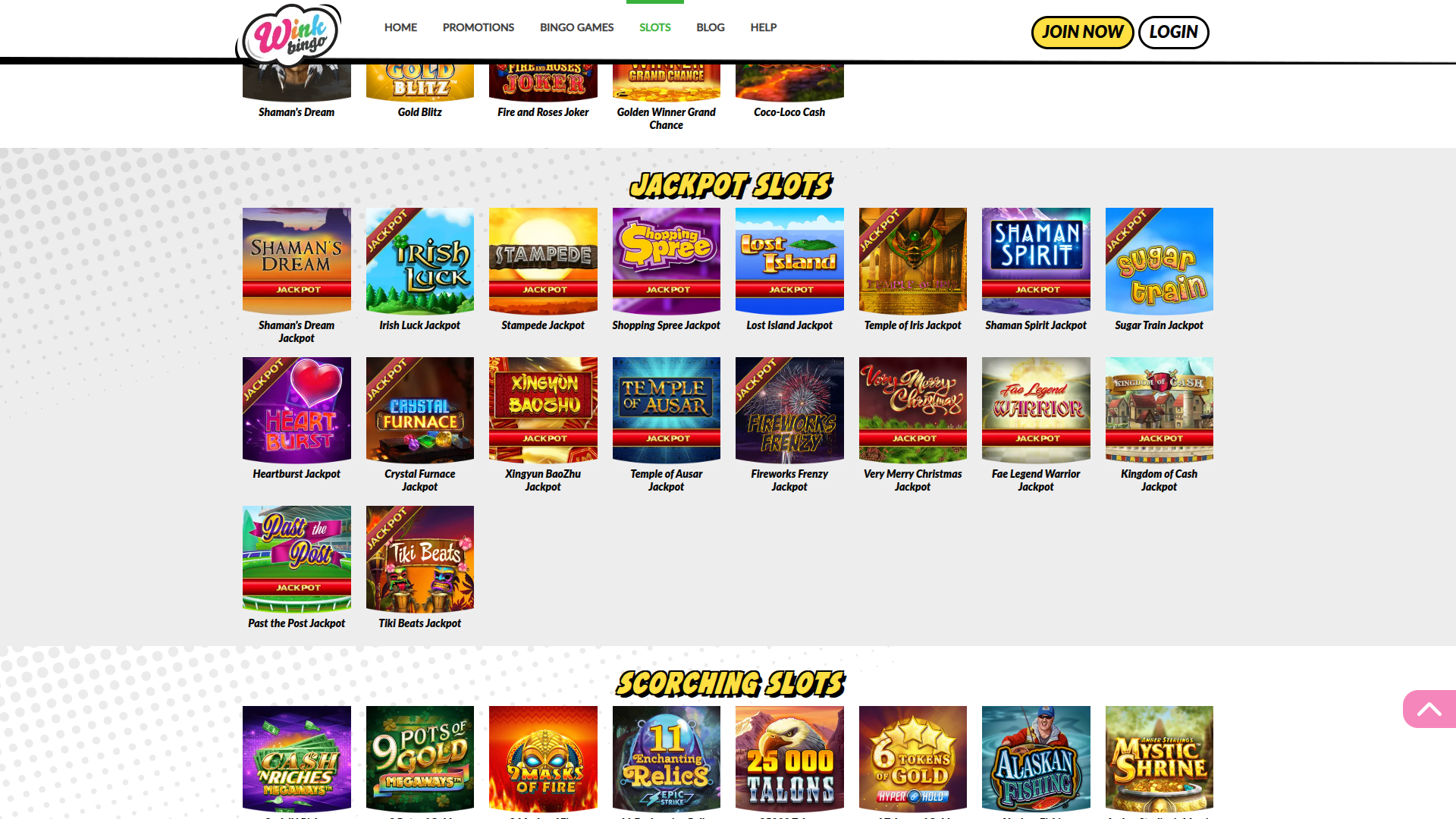 Jackpot desktop di Wink Bingo Casino