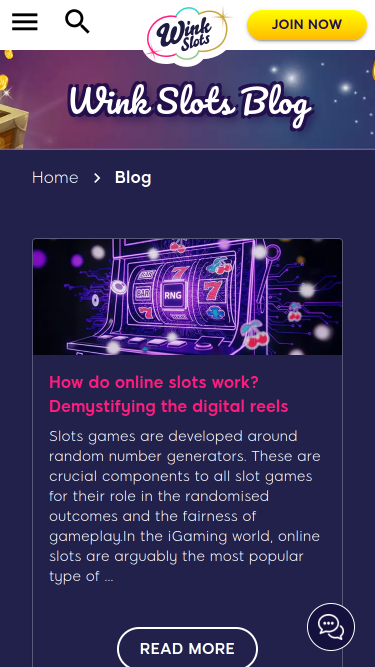 Blog mobile du casino Wink Slots