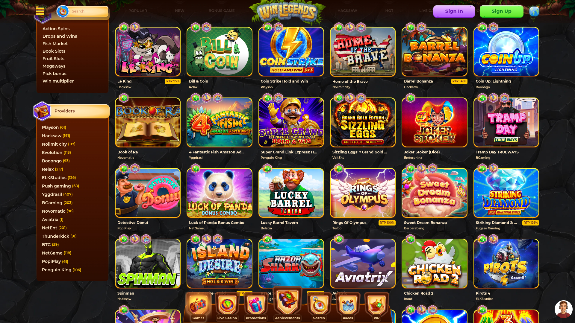Jeux de bureau de WinLegends Casino