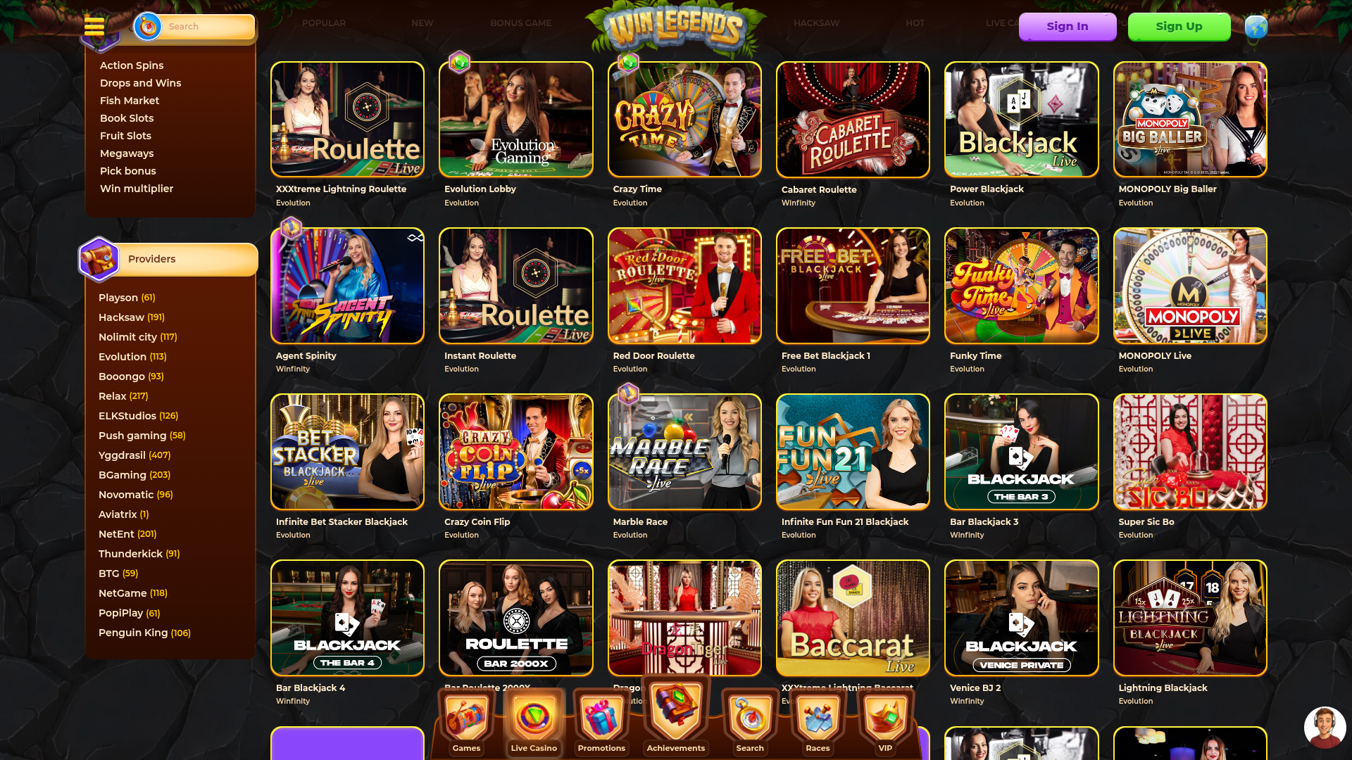 Croupier en direct de bureau de WinLegends Casino