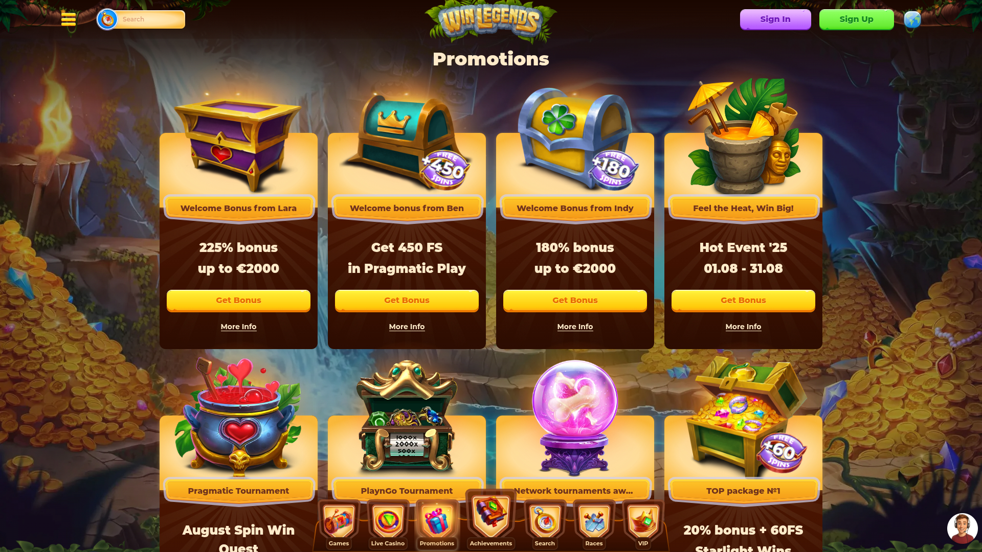 Promotions de bureau de WinLegends Casino