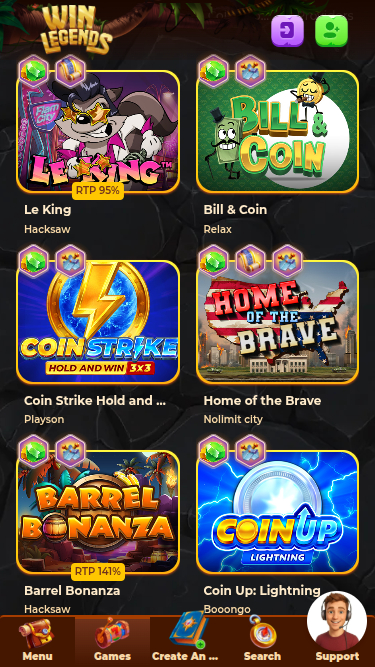 Jeux mobiles de WinLegends Casino