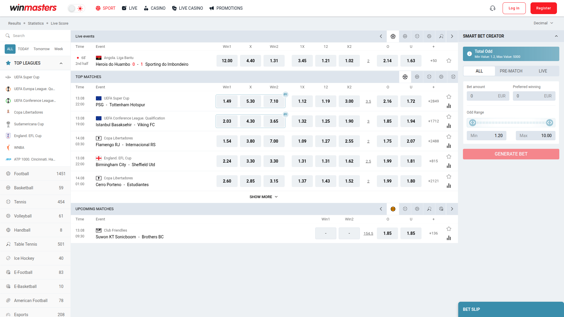 Sports de bureau de WinMasters Casino