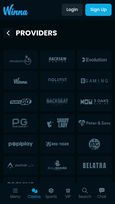 Développeurs de jeux Winna Casino