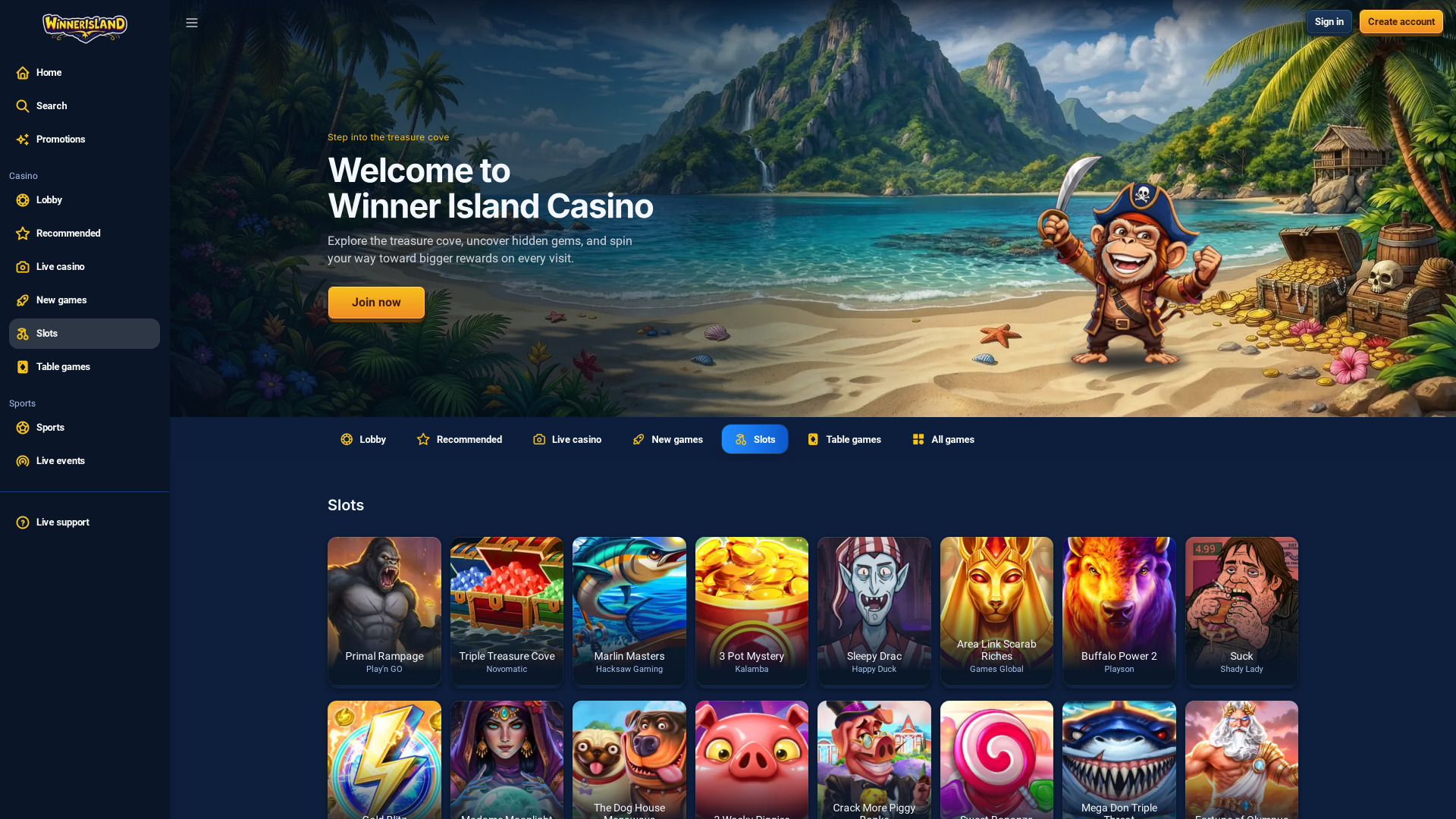 Giochi per computer del casinò Winner Island