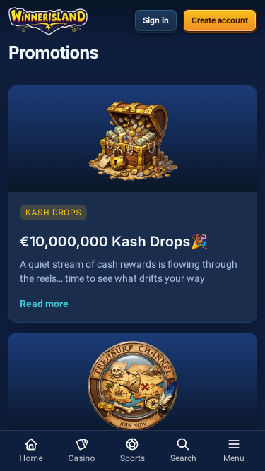 Promozioni per dispositivi mobili di Winner Island Casino