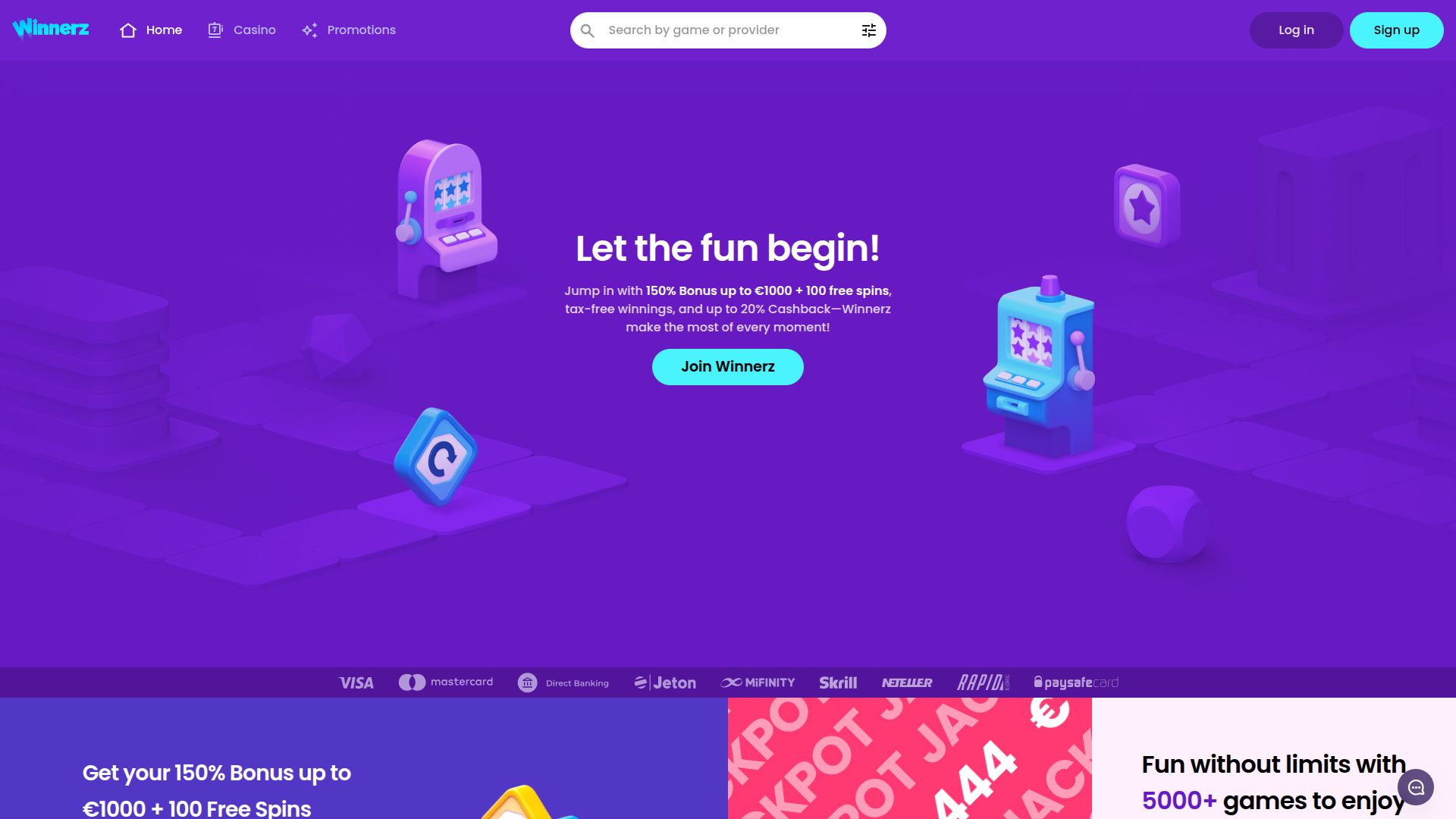 Page d'accueil de bureau de Winnerz Casino