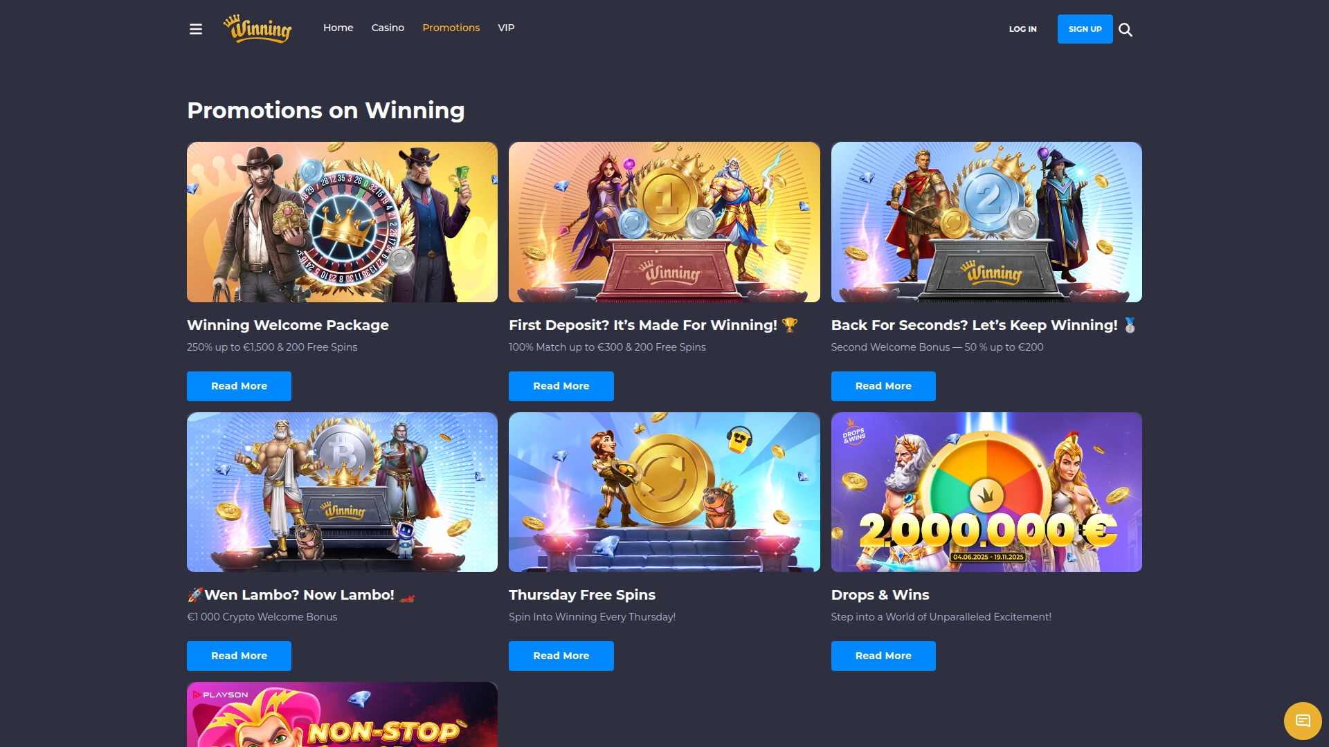 Promotions de bureau de Winning Casino