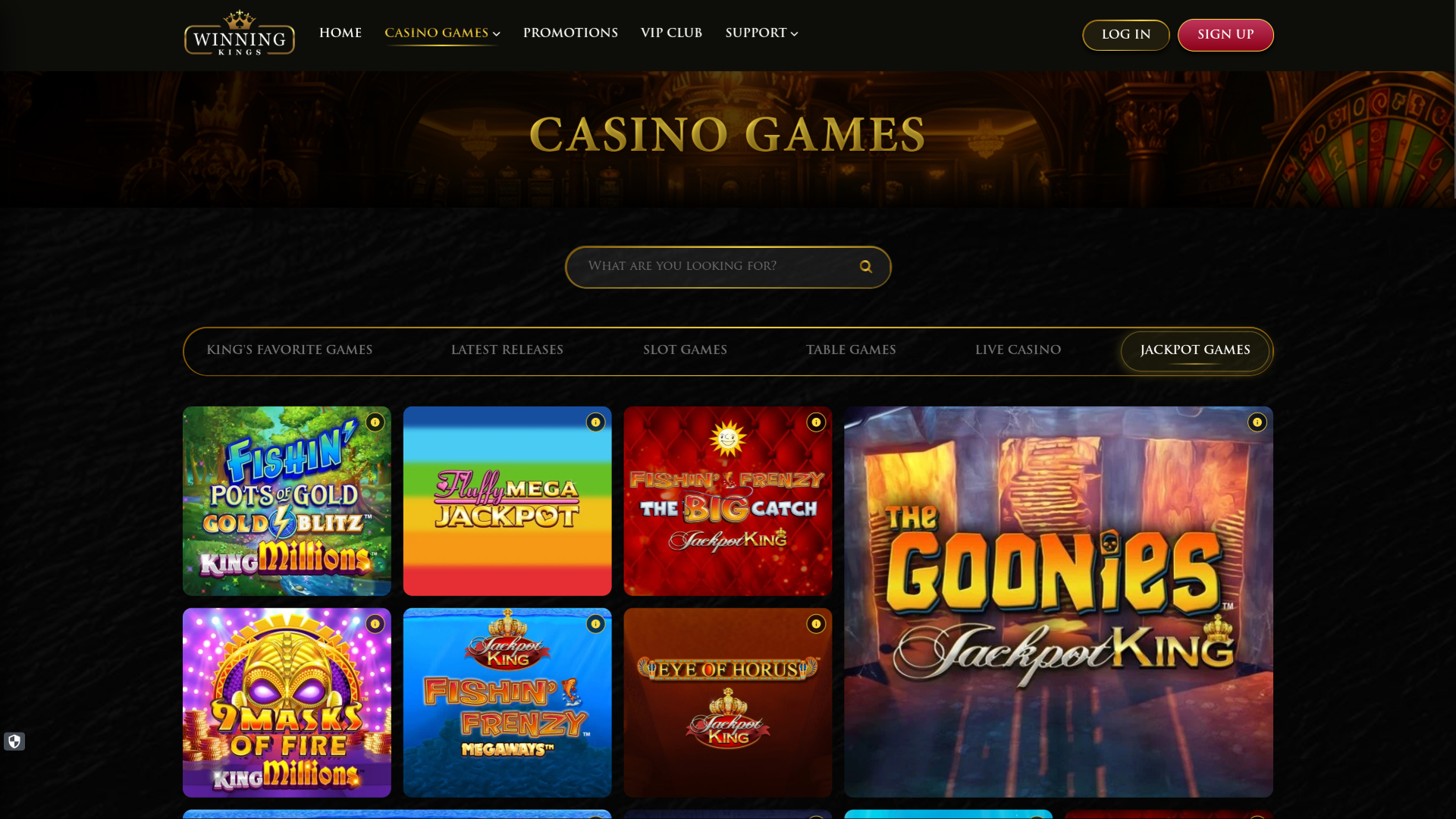 Jackpot de escritorio de Winning Kings Casino