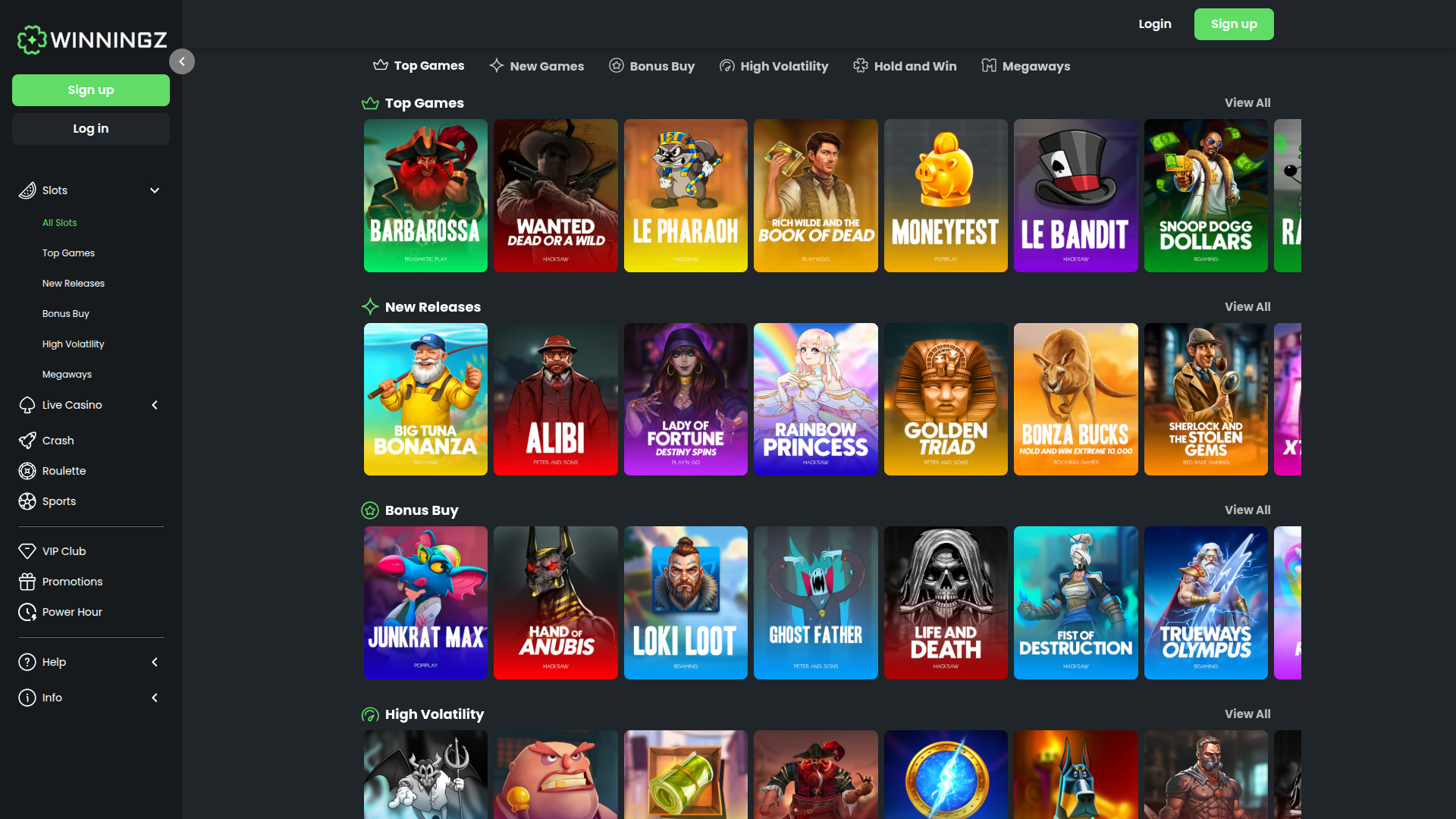 Winningz Casino Desktop Games