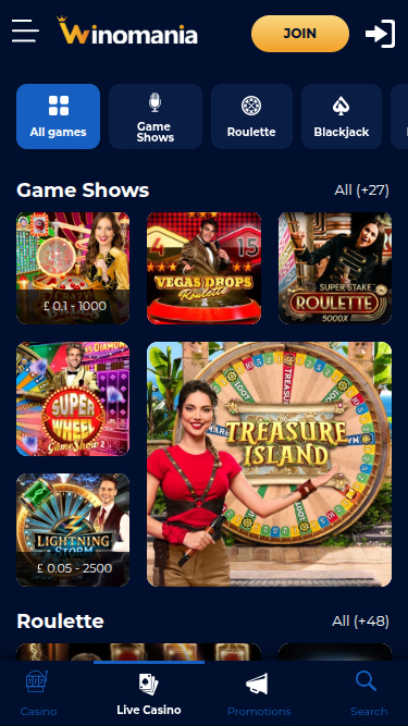 Croupier en direct mobile de WinOMania Casino