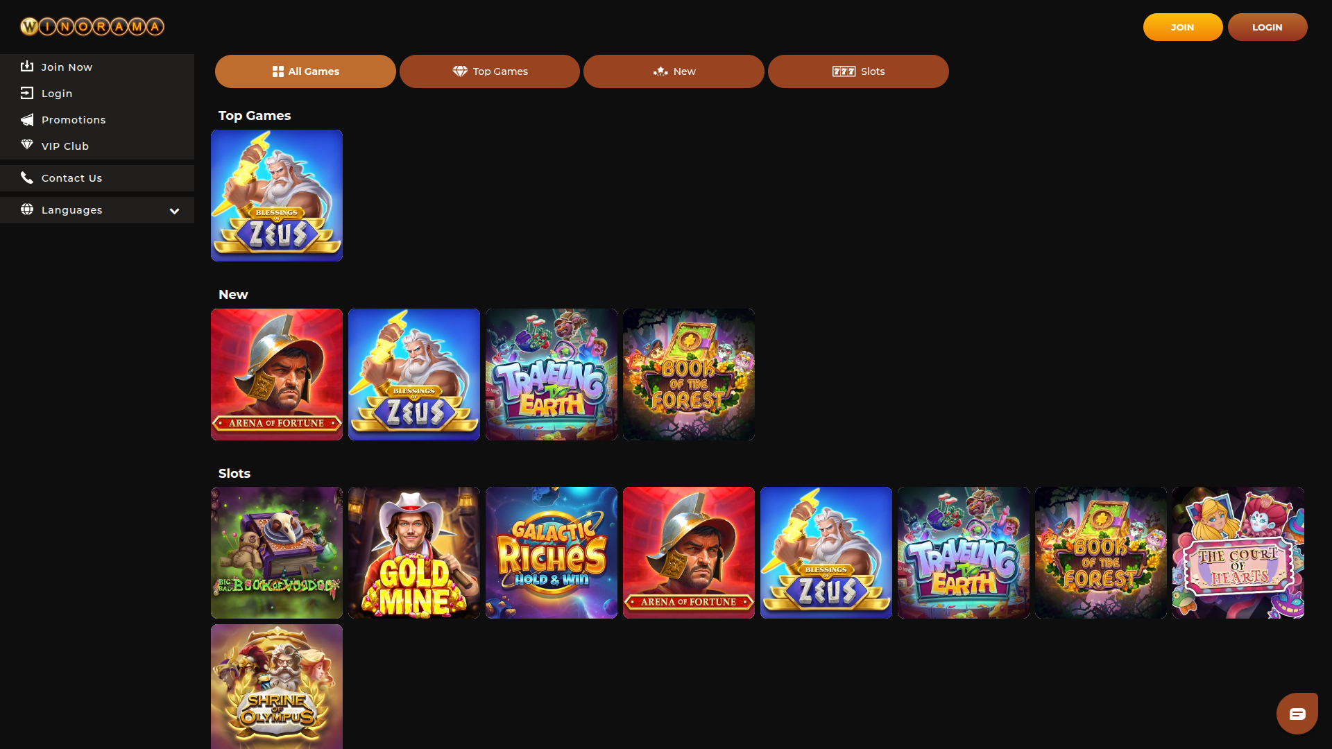 Winorama Casino Desktop-Spiele