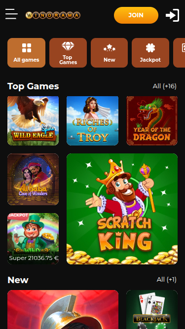 Winorama Casino mobile Spiele