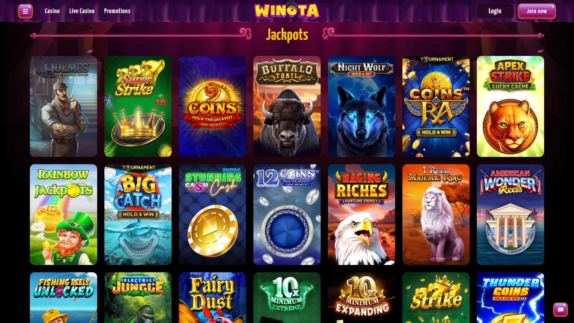 Jackpot sur ordinateur de Winota Casino