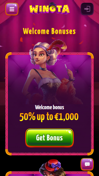 Promotions mobiles de Winota Casino