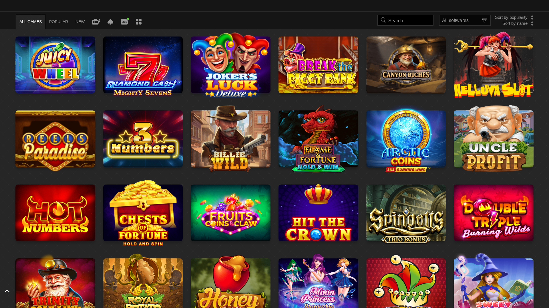 Jeux sur ordinateur de WinOui Casino