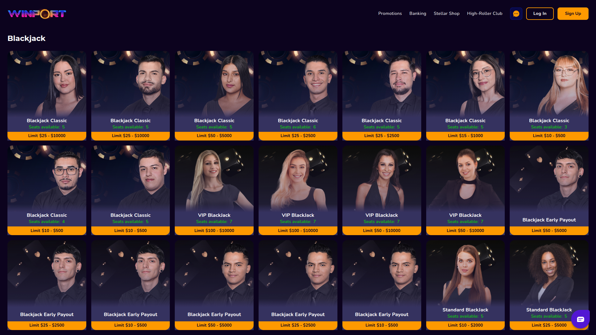 WinPort Casino Desktop-Live-Dealer