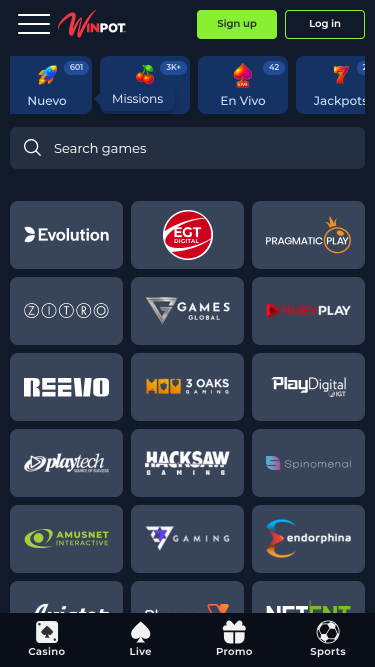 Desarrolladores de juegos móviles de WinPot Casino