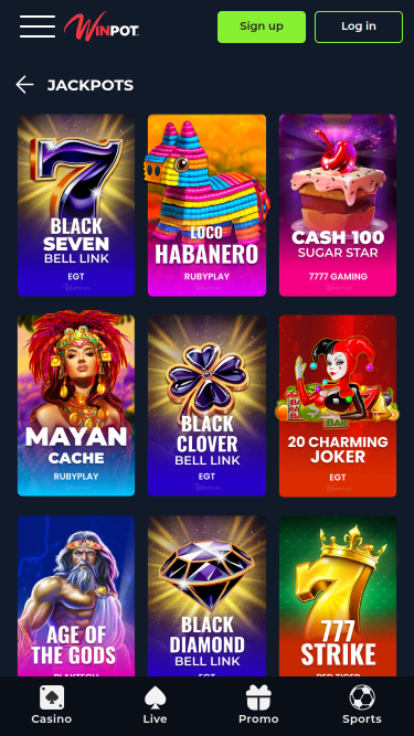 Jackpot móvil del casino WinPot