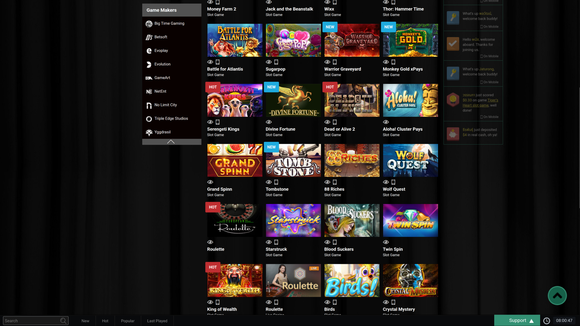 Développeurs du jeu de casino pour ordinateur Wins88