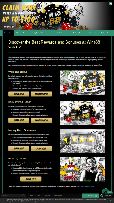 Promozioni mobile di Wins88 Casino