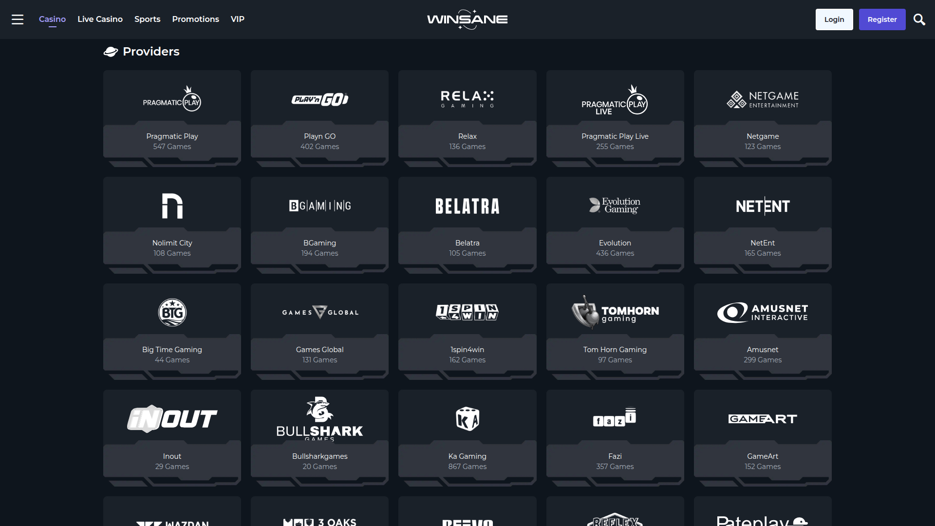 Winsane Casino Desktop Game Developers